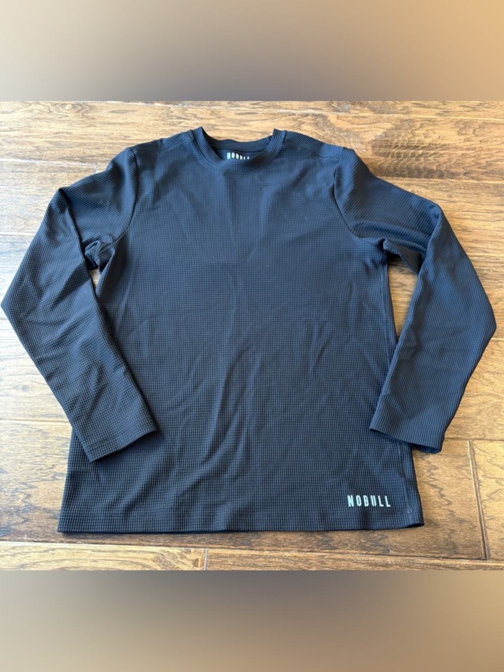 NOBULL Black Long Sleeve Waffle-Texture Crew